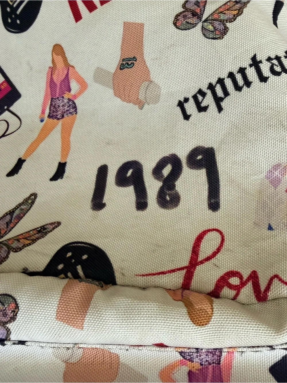 Kids Taylor Swift White & Pink Patterned Music-Themed Backpack